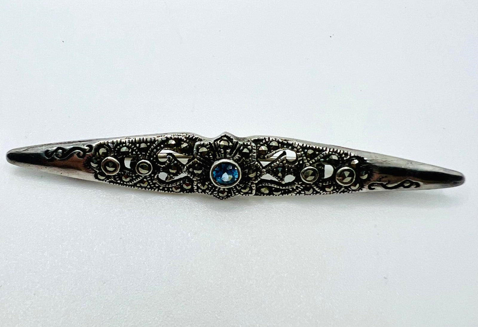 Art Deco Brosche mit Markasit & Topas