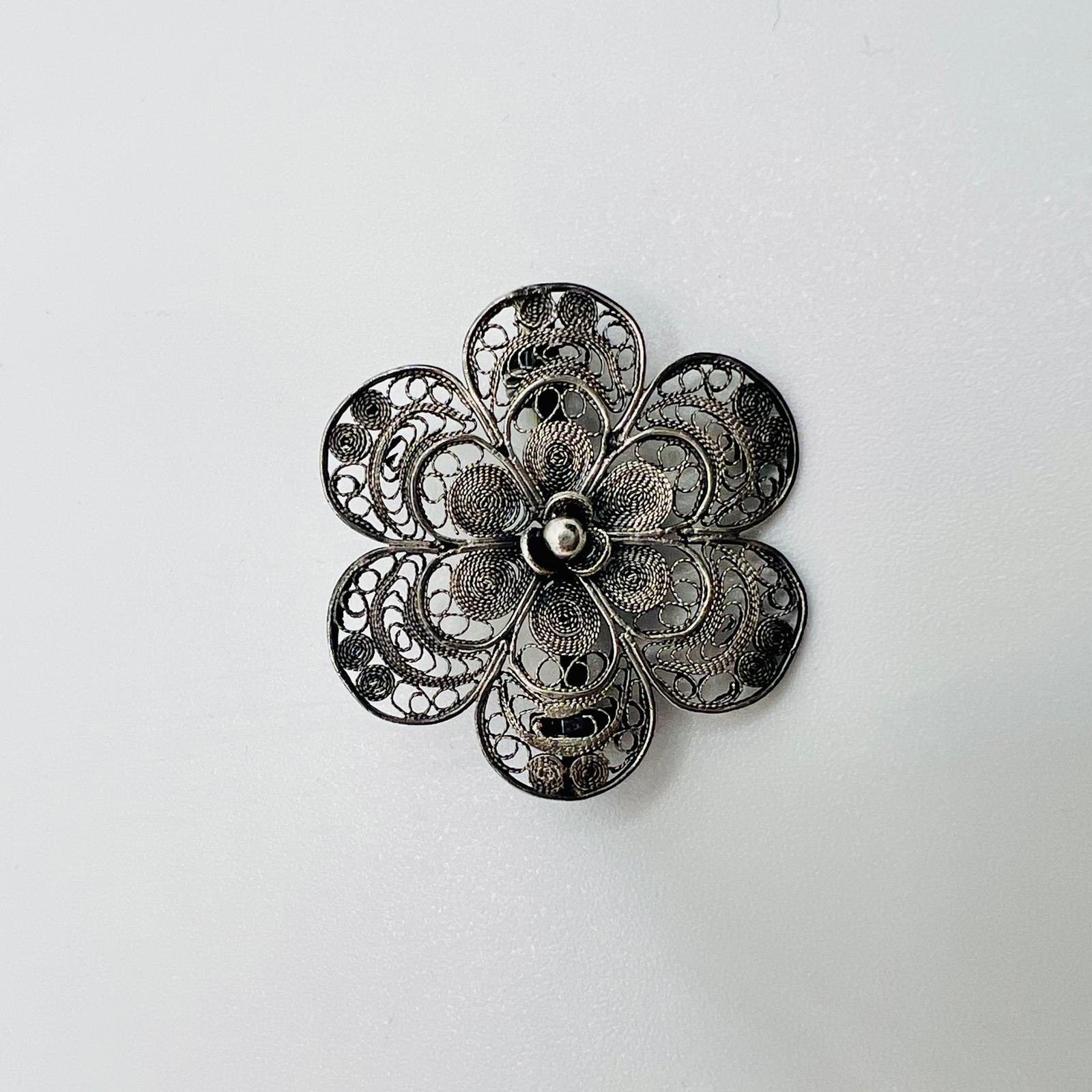 Art Deco Filigran Brosche in Silber 