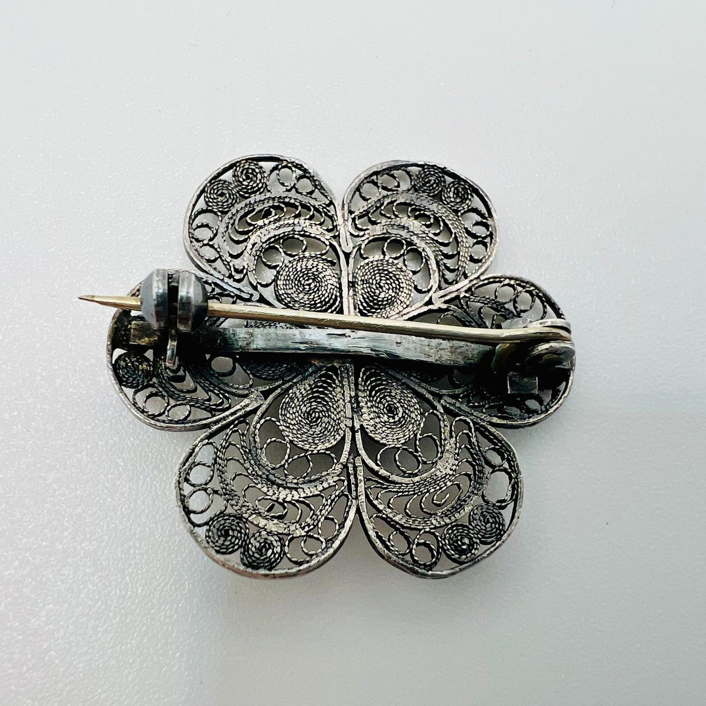 Art Deco Filigran Brosche in Silber 