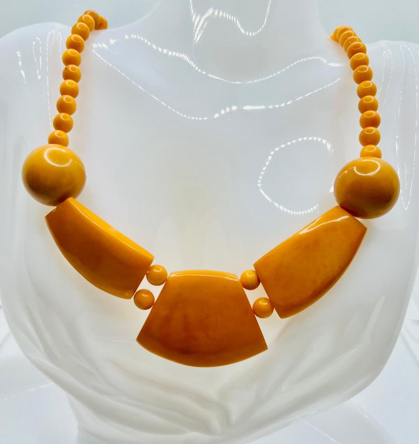 Amber in honey color butterscotch amber necklace in Art Deco Cleopatra design