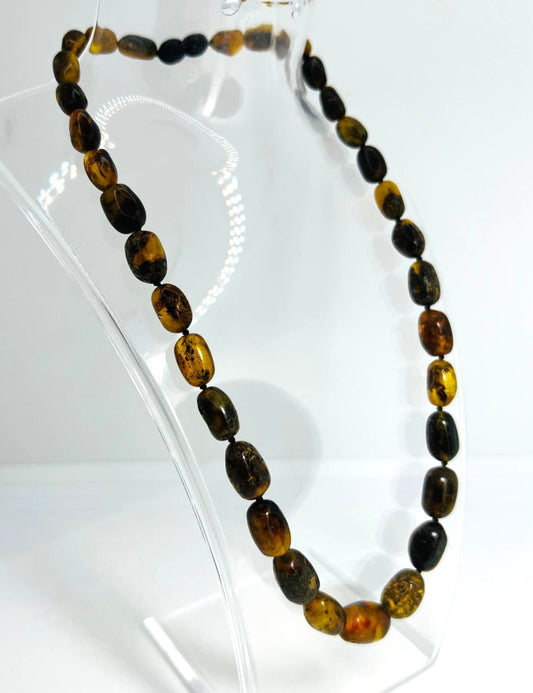  Bernsteinkette Butterscotch Cognac Grün