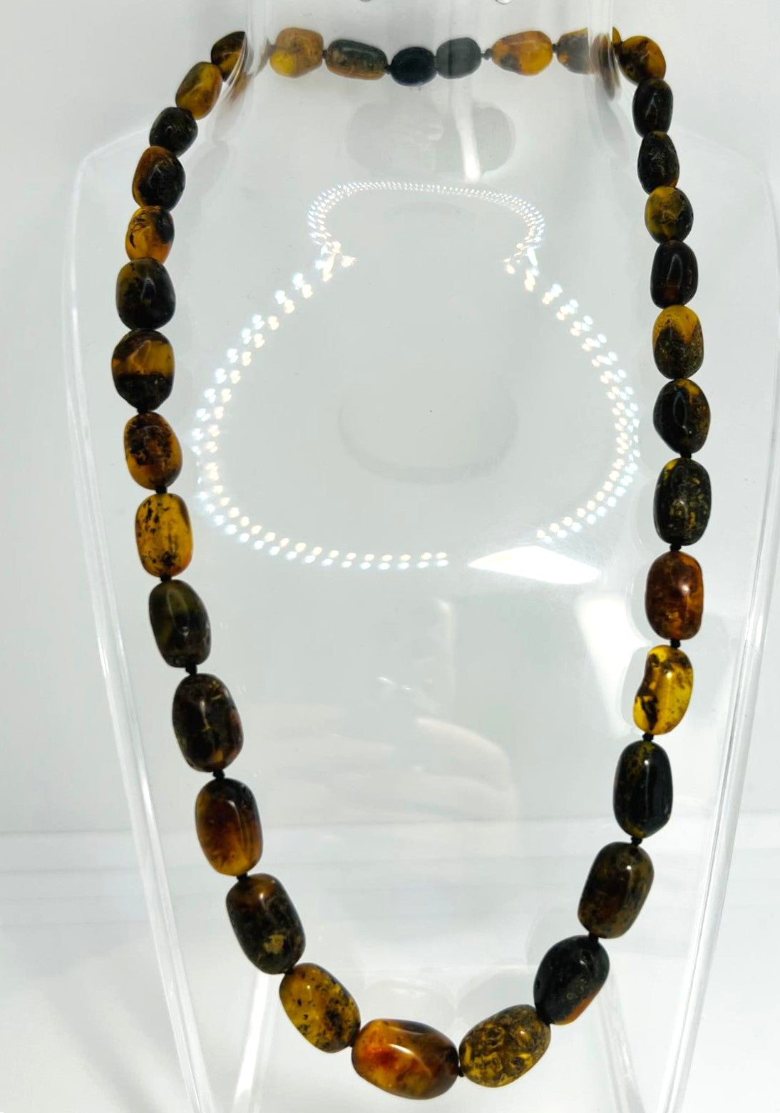  Bernsteinkette Butterscotch Cognac Grün