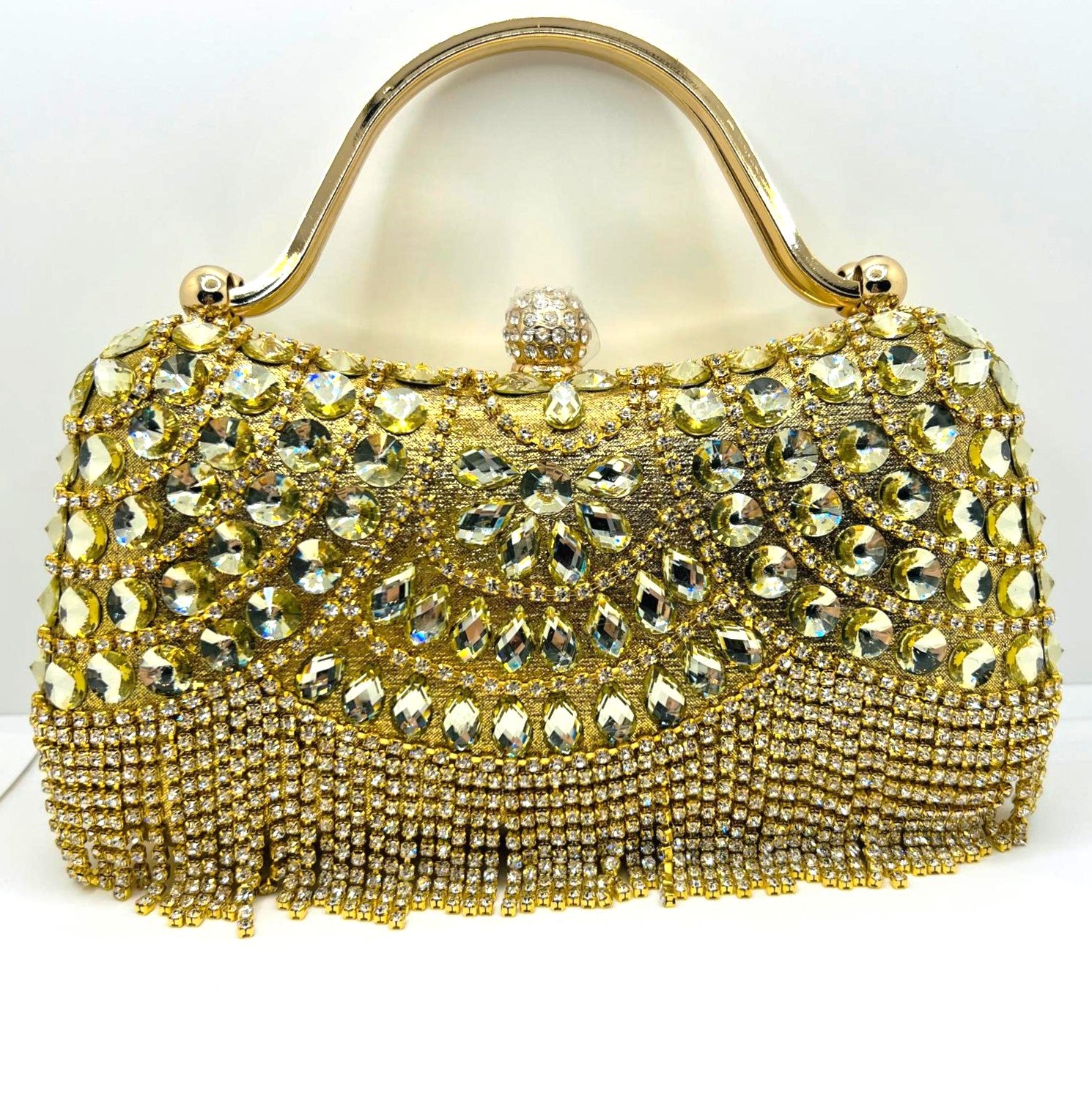 Luxury Gold Evening Bag with Crystals 