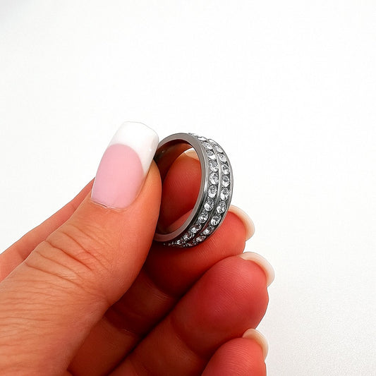 Zirkon Ring in Silber aus Edelstahl 