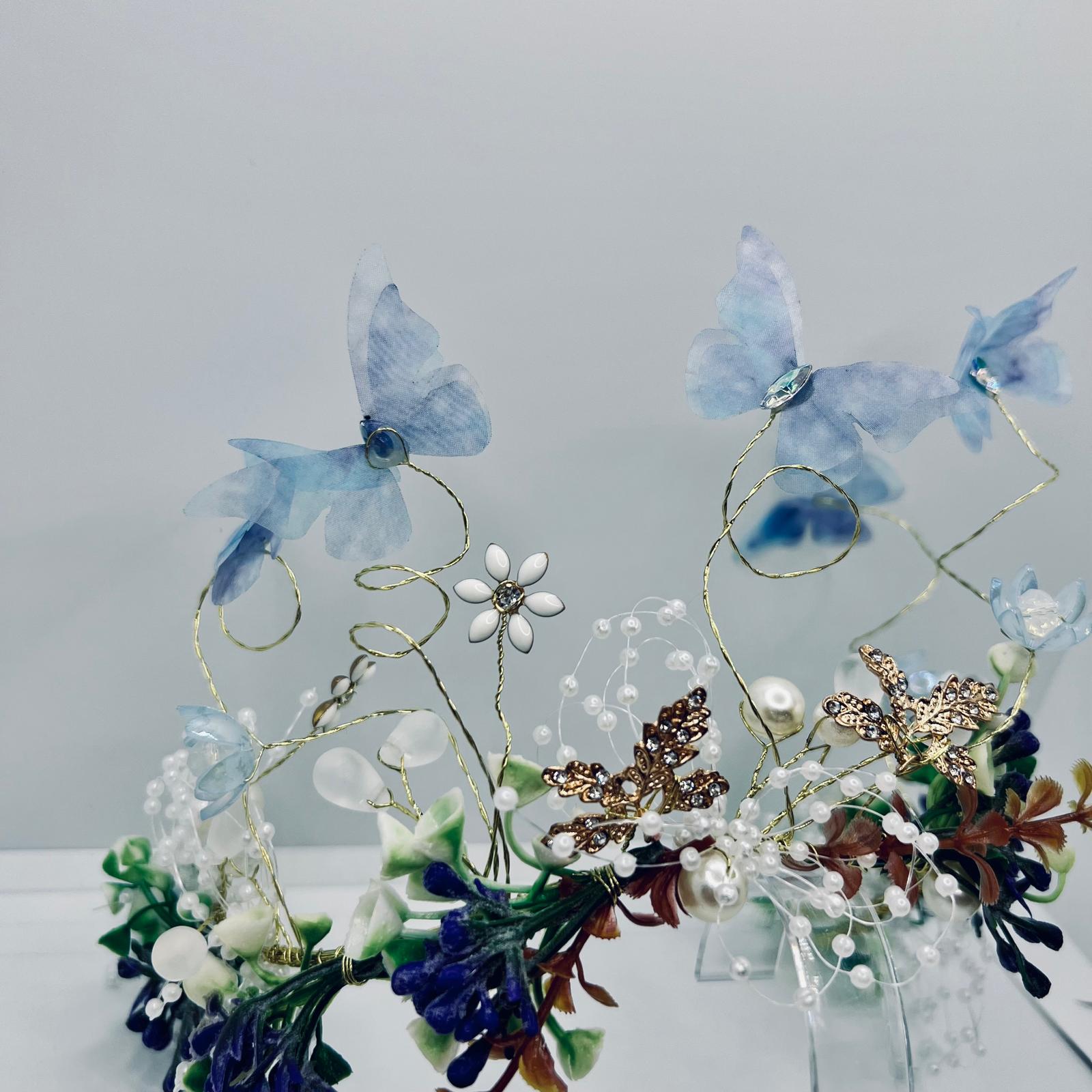 Elfen Blumen Tiara mit Schmetterlingen