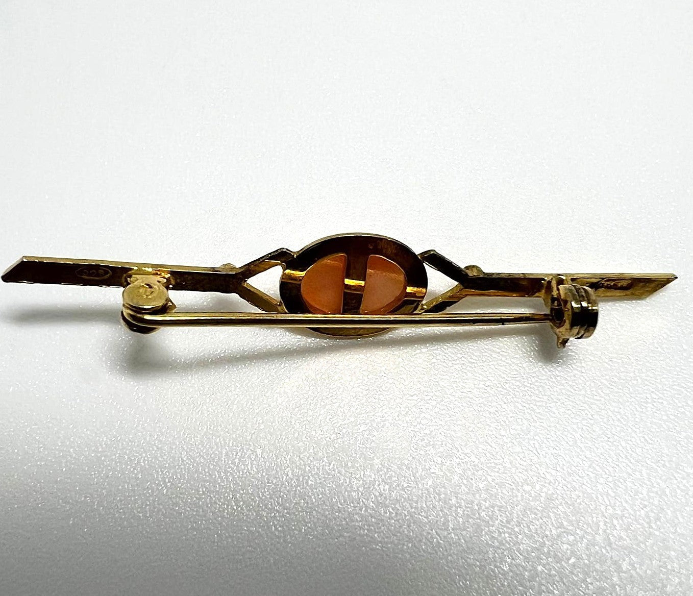 800er Silber Engelshaut Koralle Brosche 