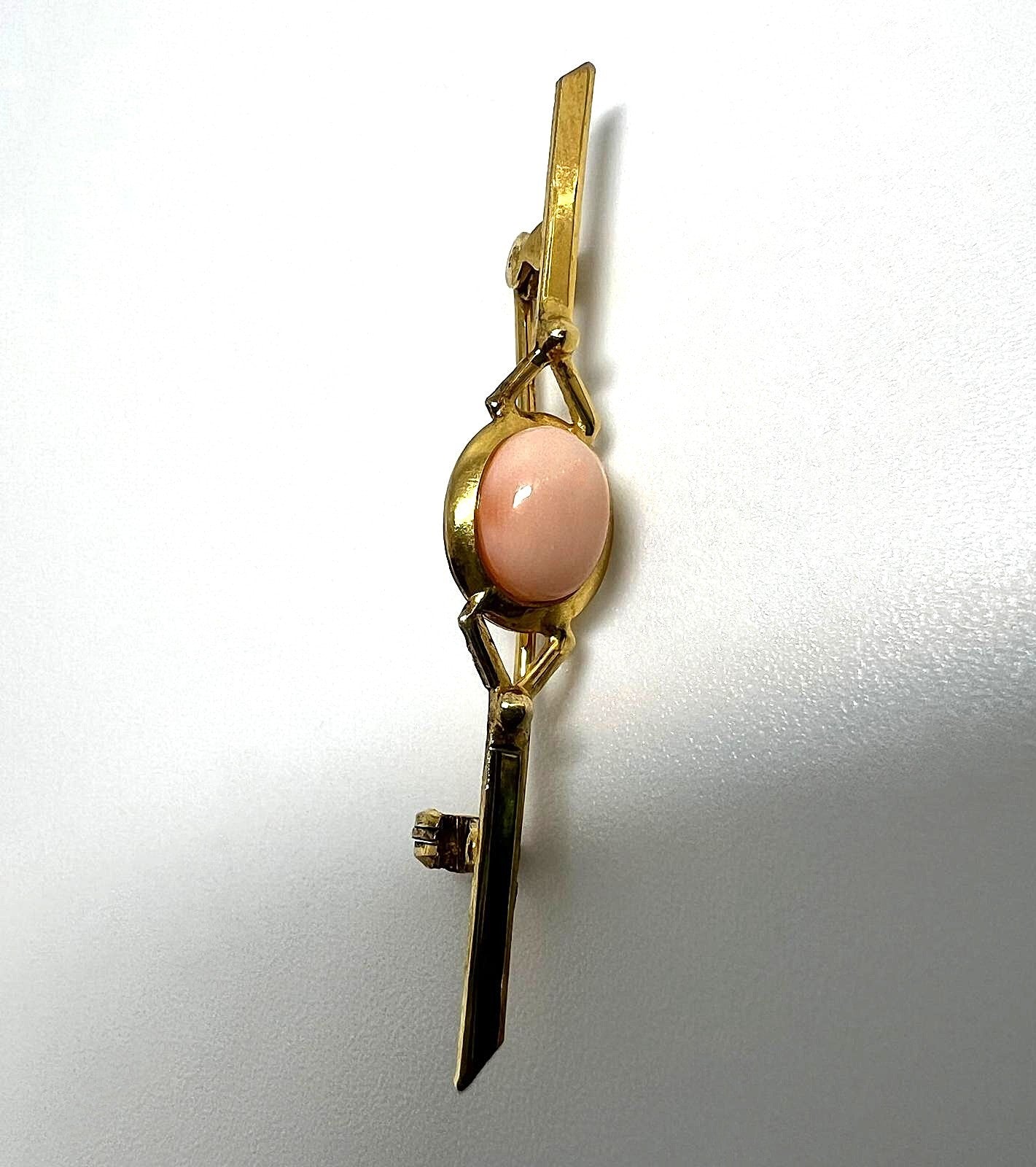 800er Silber Engelshaut Koralle Brosche 