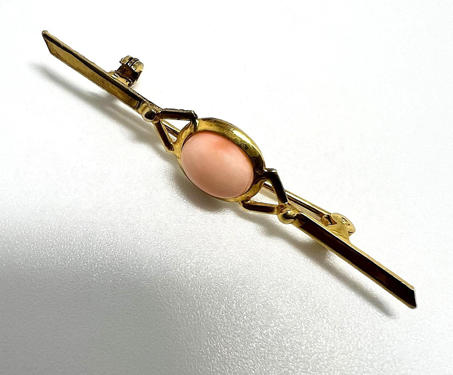 800er Silber Engelshaut Koralle Brosche 