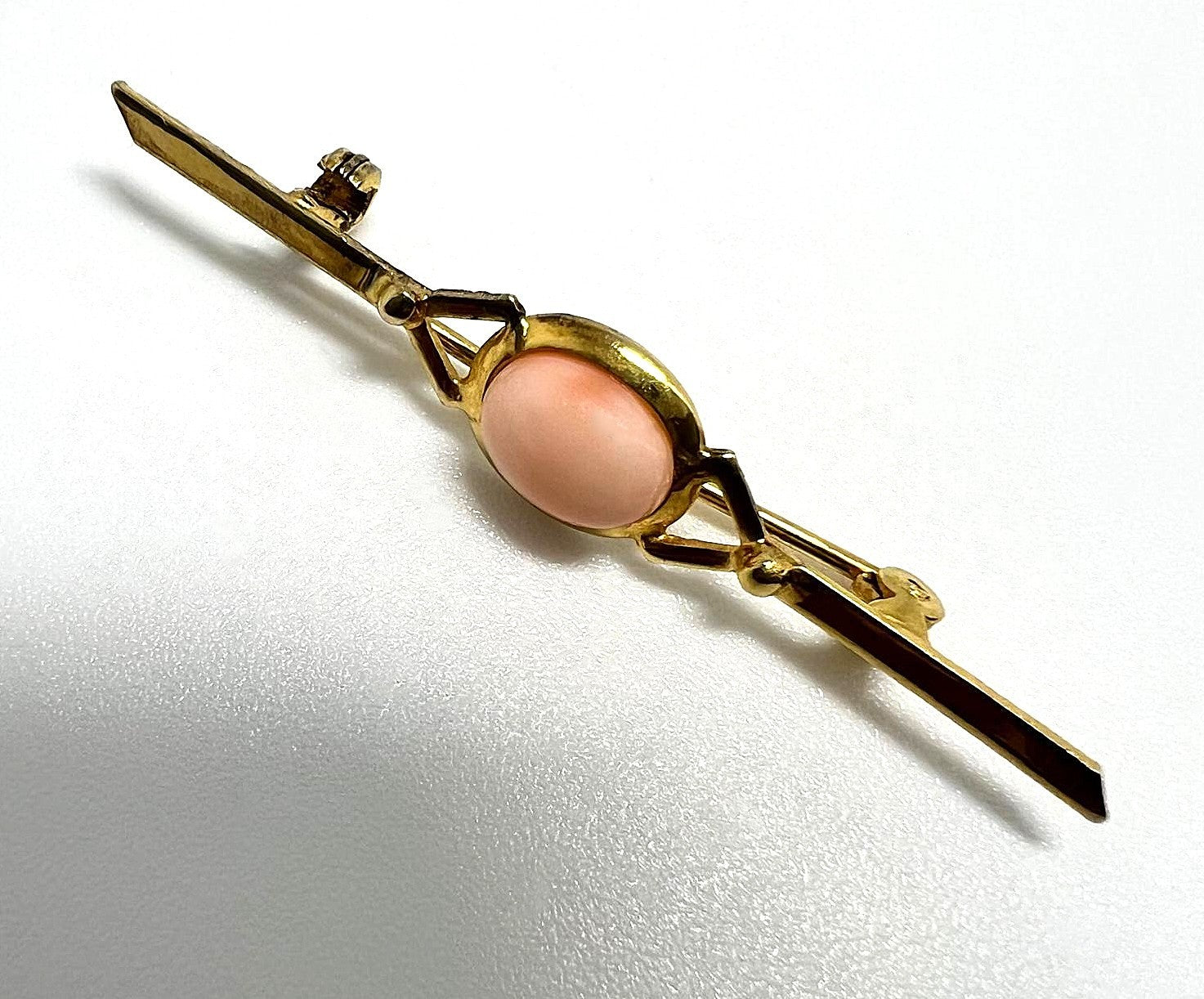 800er Silber Engelshaut Koralle Brosche 