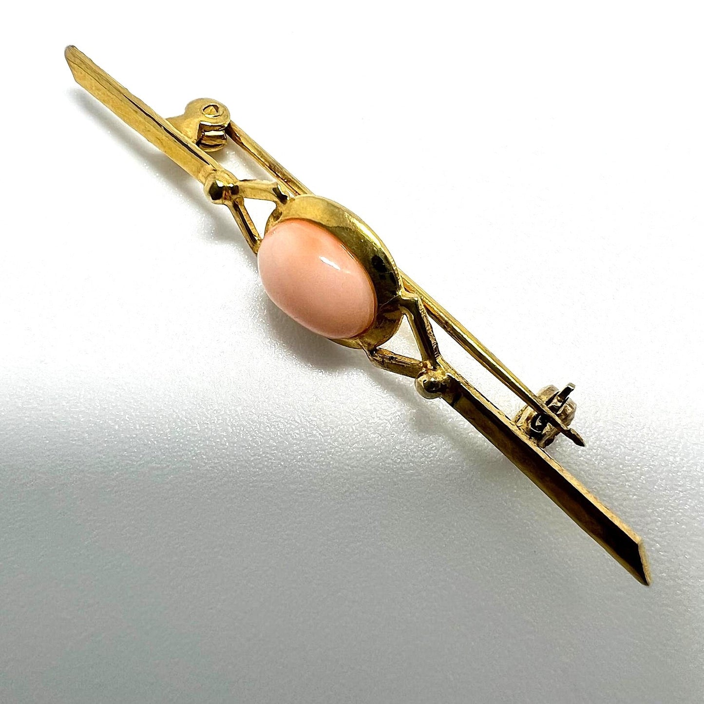 800er Silber Engelshaut Koralle Brosche 