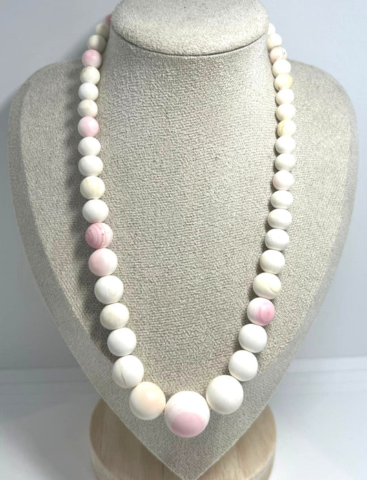Angel skin coral necklace Art Deco with 835 silver | Vintage jewelry unique piece 68.26g
