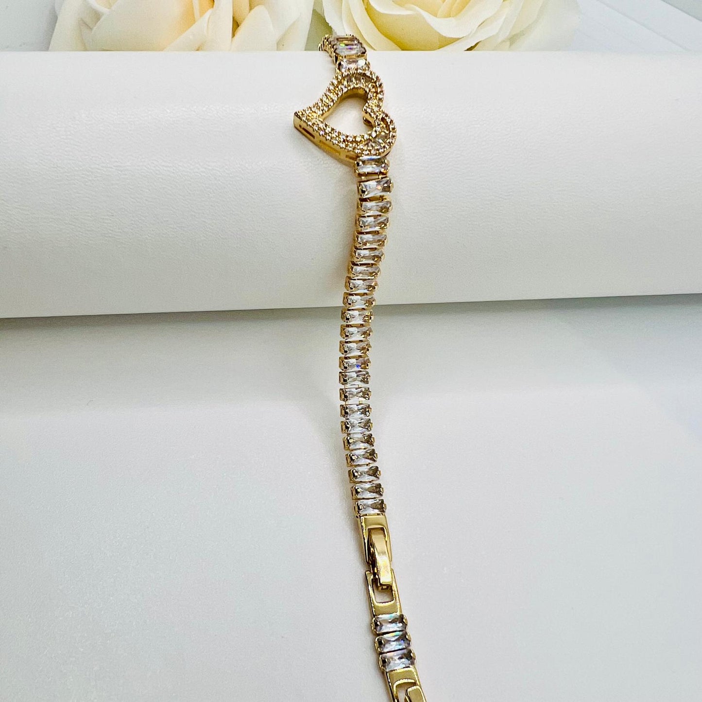 Herz Armband Zirkonia Edelstahl Gold 