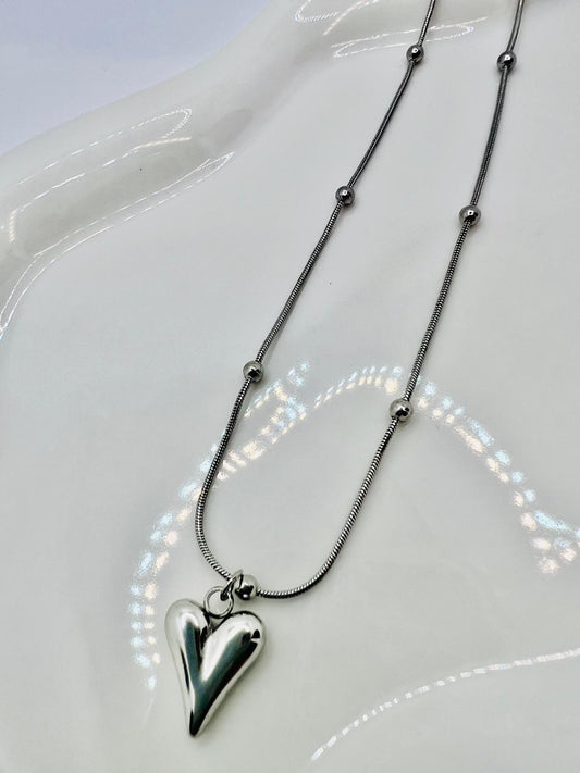 Herz Kette Edelstahl in Silber