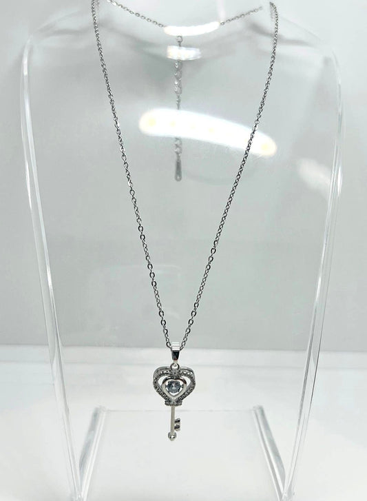 Herz-Schlüssel-Anhänger-Silber