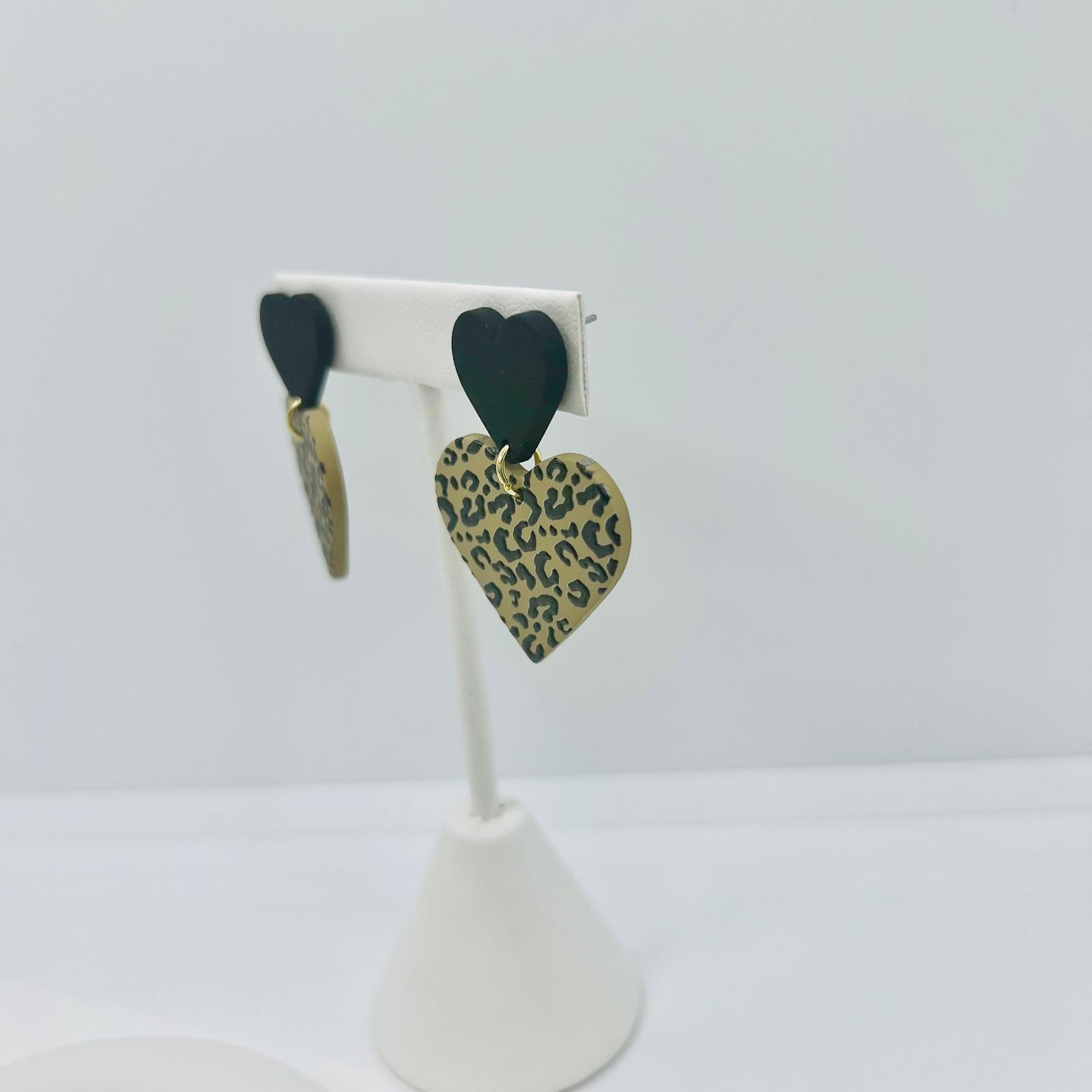 Leopard Look Herz Ohrringe