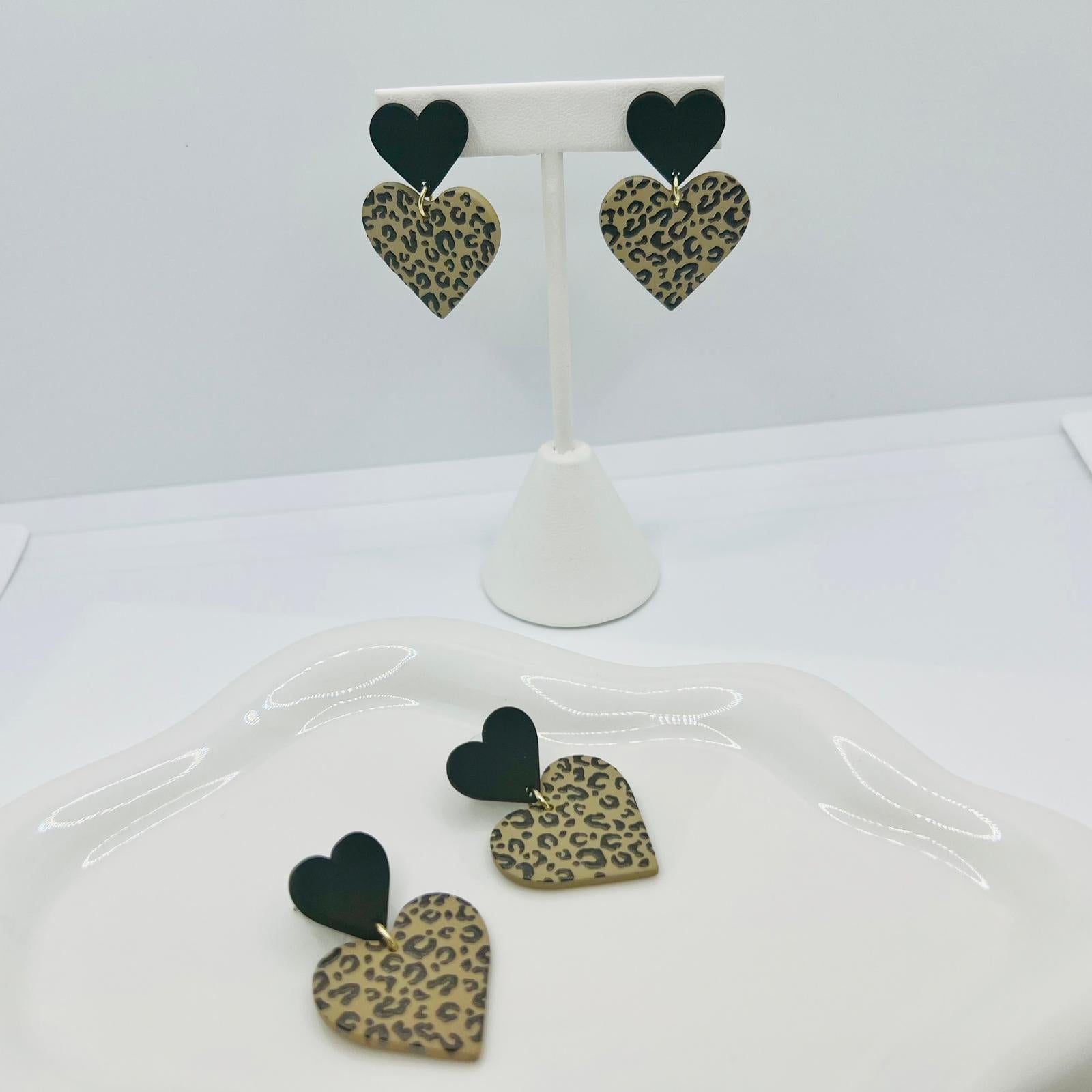 Leopard Look Herz Ohrringe