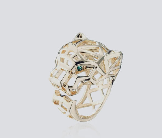 Solid panther ring silver