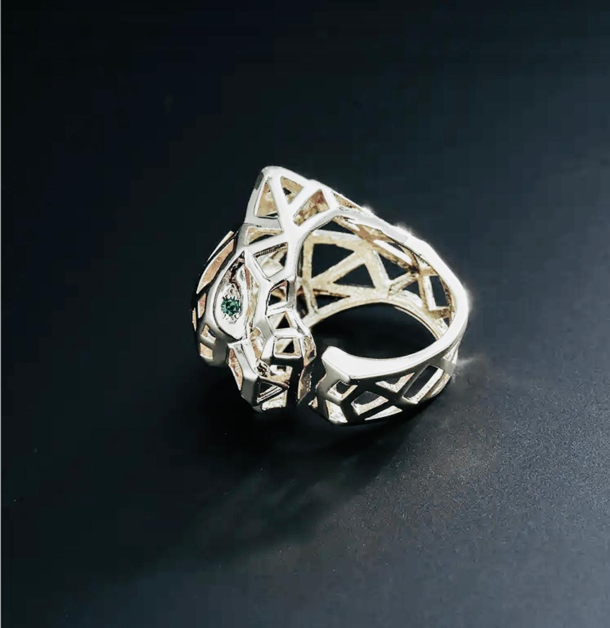 Solid panther ring silver