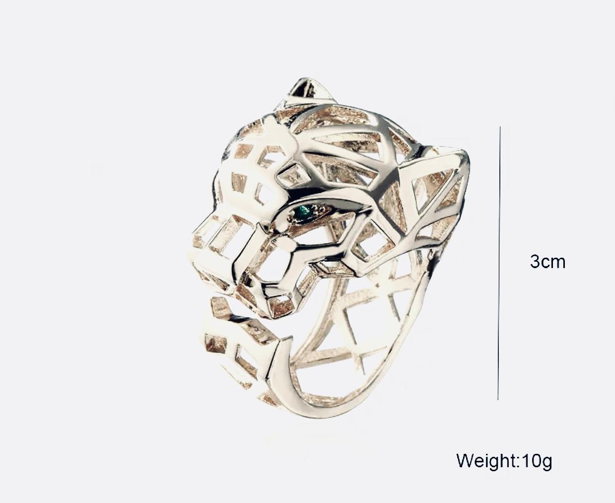 Solid panther ring silver