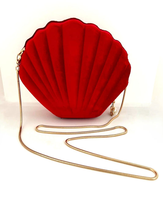 Rote Samt Muscheltasche