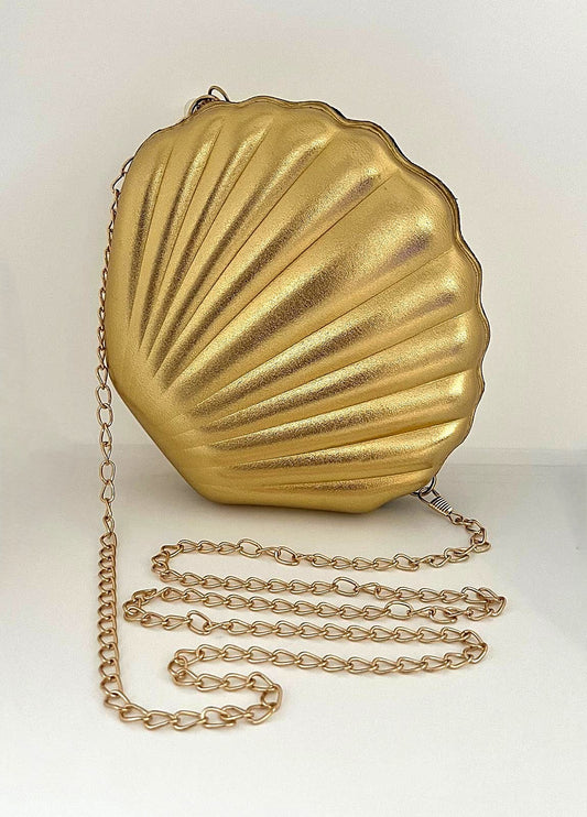 Umhängetasche in Muschelform Gold
