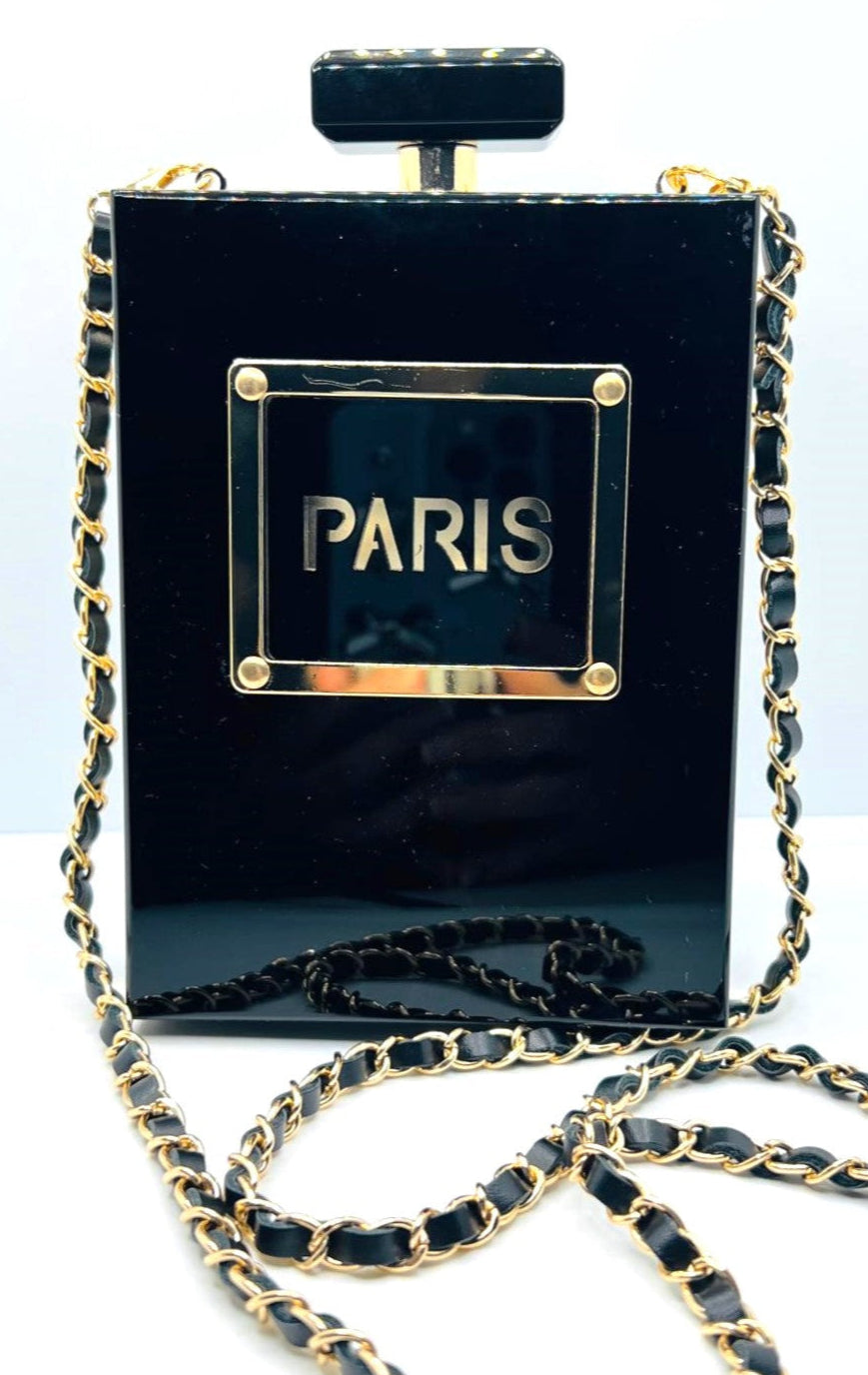 Paris Gold Schwarz Flocon Clutch
