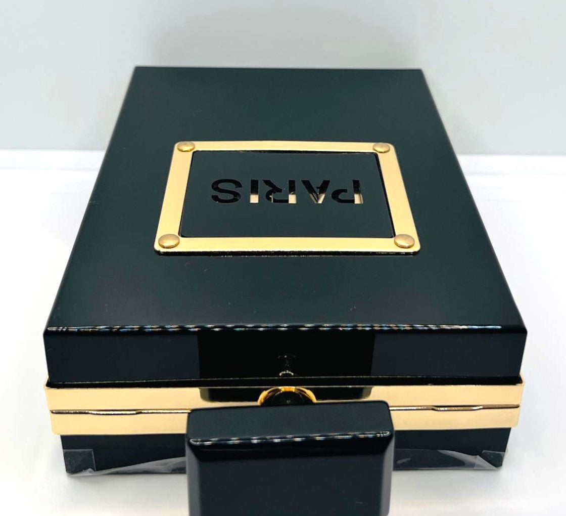 Paris Gold Schwarz Flocon Clutch