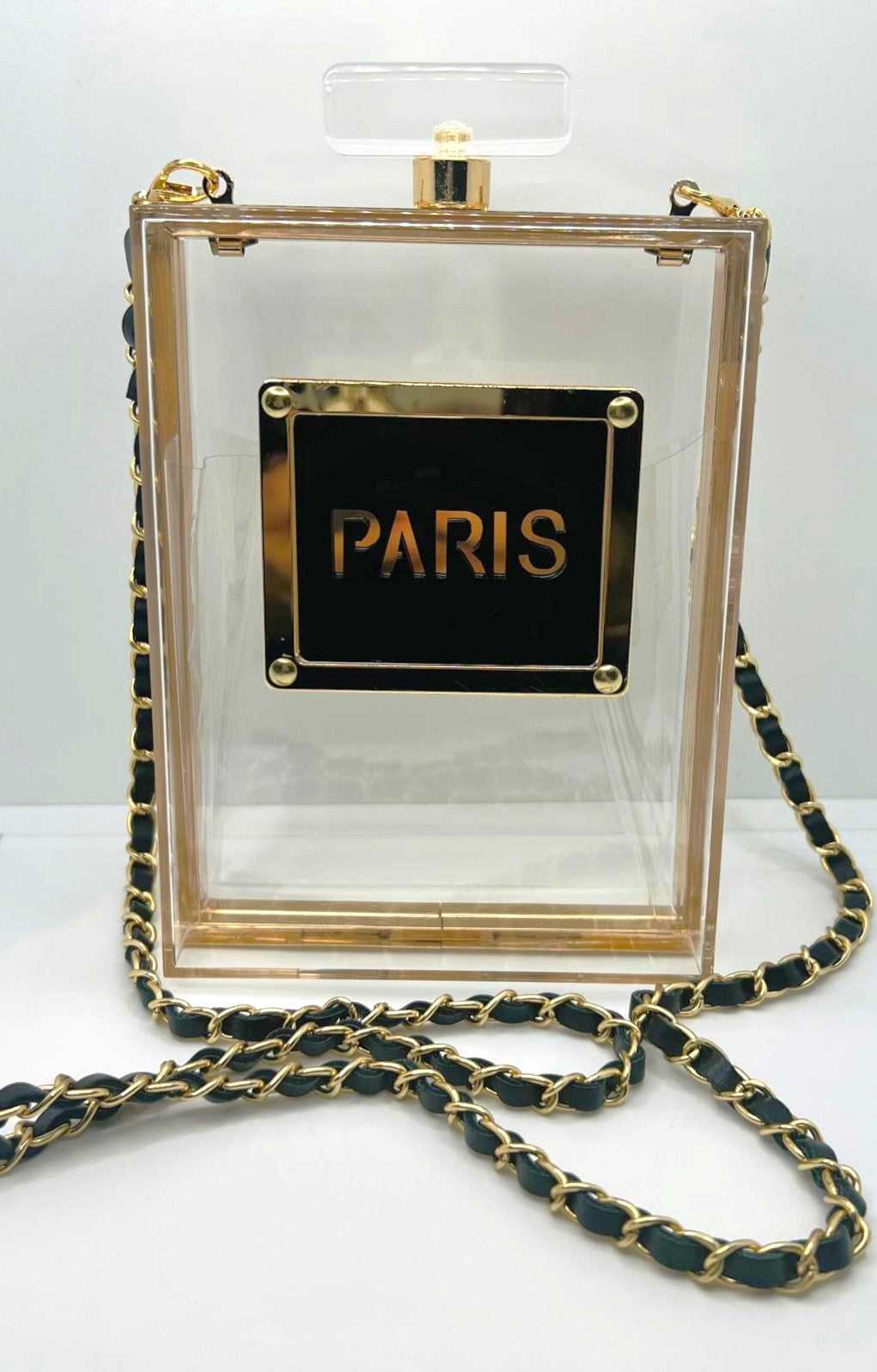 Paris Gold Transparent Flocon Clutch