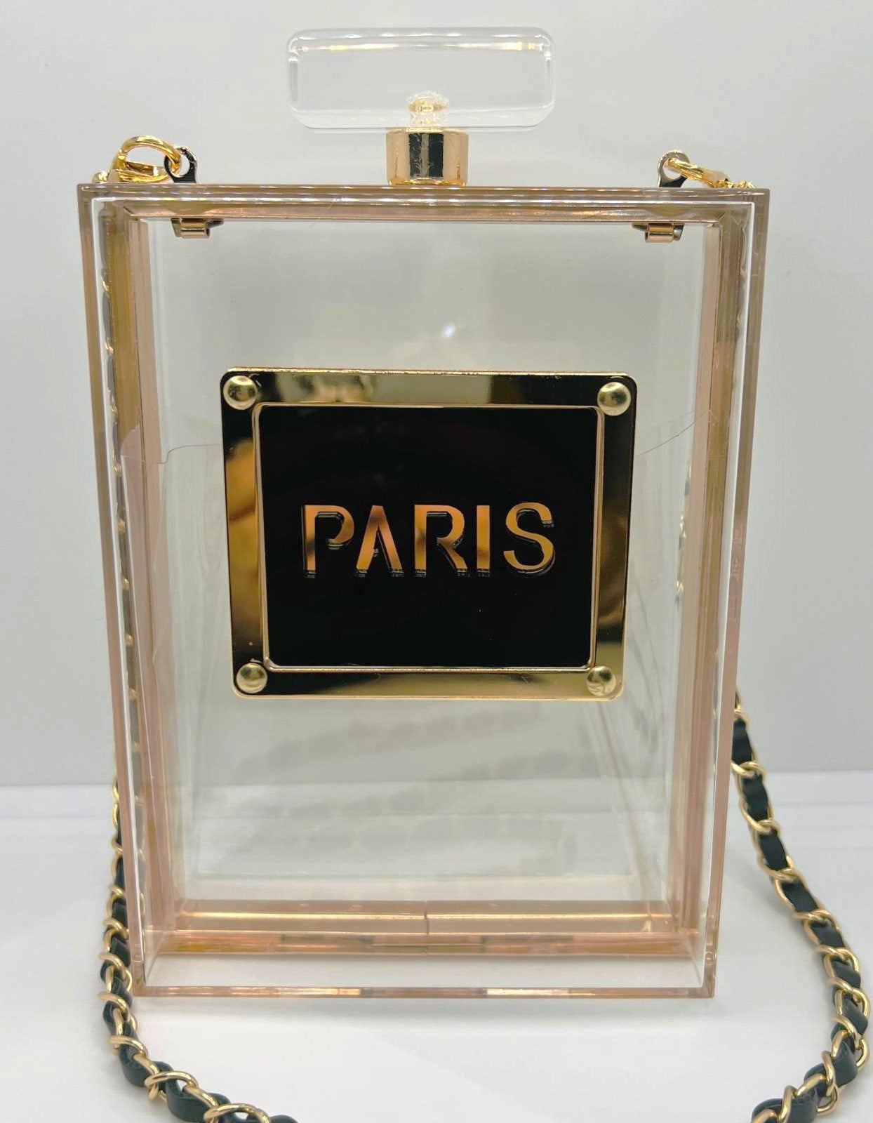 Paris Gold Transparent Flocon Clutch