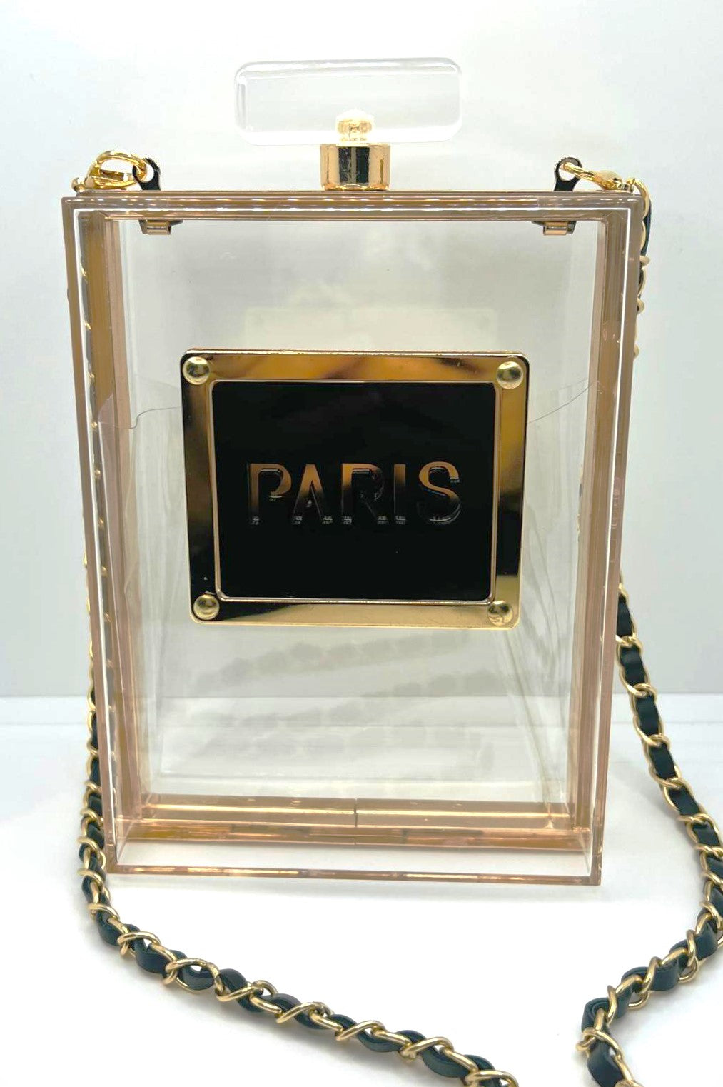 Paris Gold Transparent Flocon Clutch