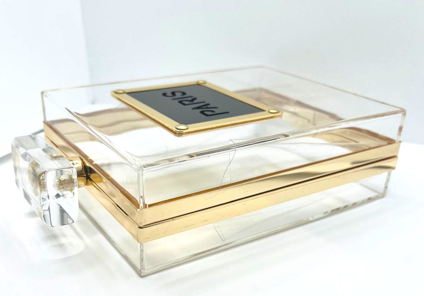 Paris Gold Transparent Flocon Clutch