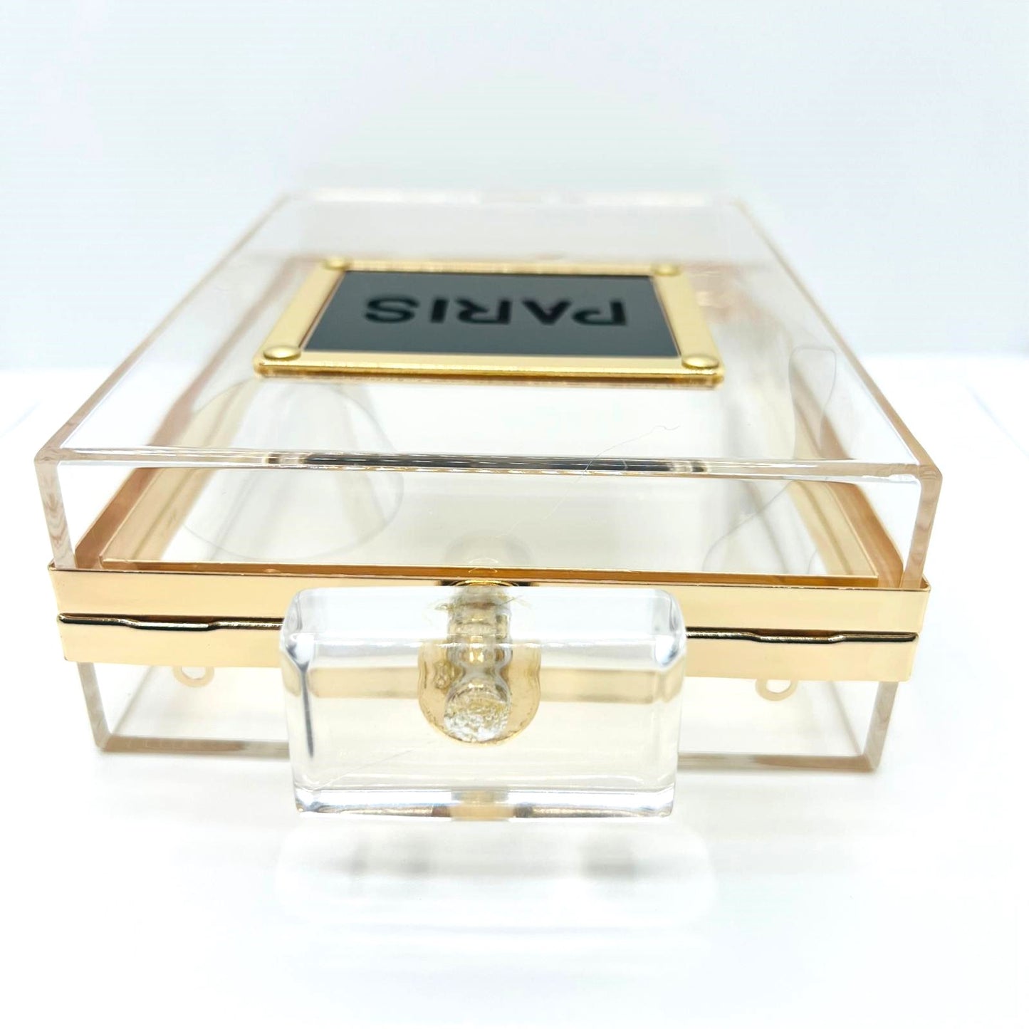 Paris Gold Transparent Flocon Clutch