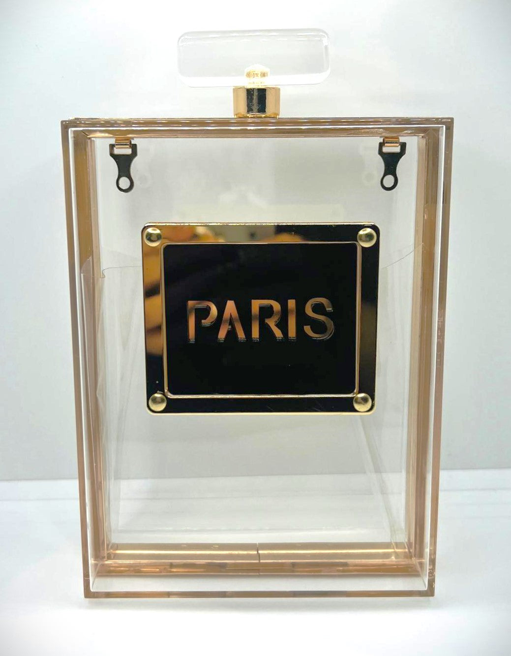 Paris Gold Transparent Flocon Clutch