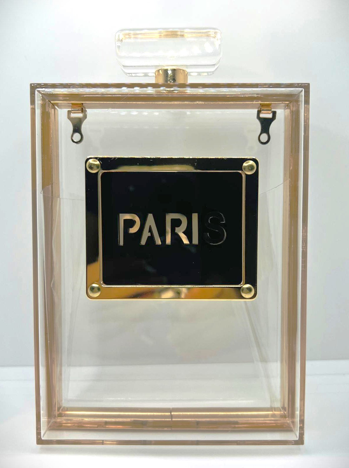 Paris Gold Transparent Flocon Clutch