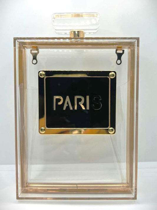 Paris Gold Transparent Flocon Clutch