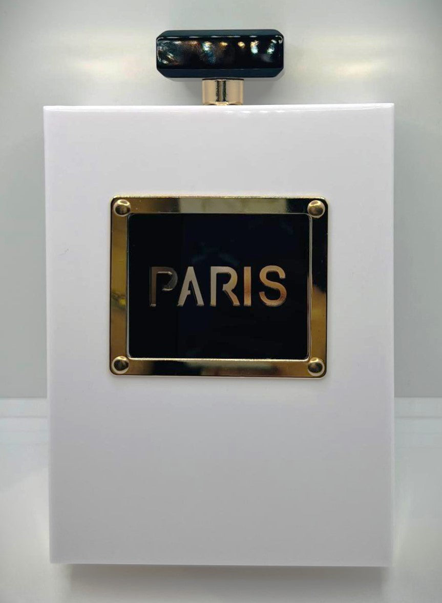 Paris Gold Weiß Schwarz Flocon Clutch