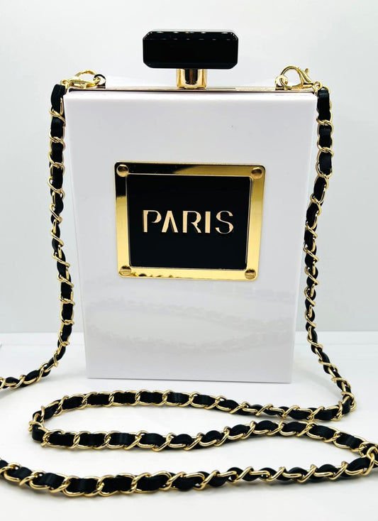 Paris Gold Weiß Schwarz Flocon Clutch