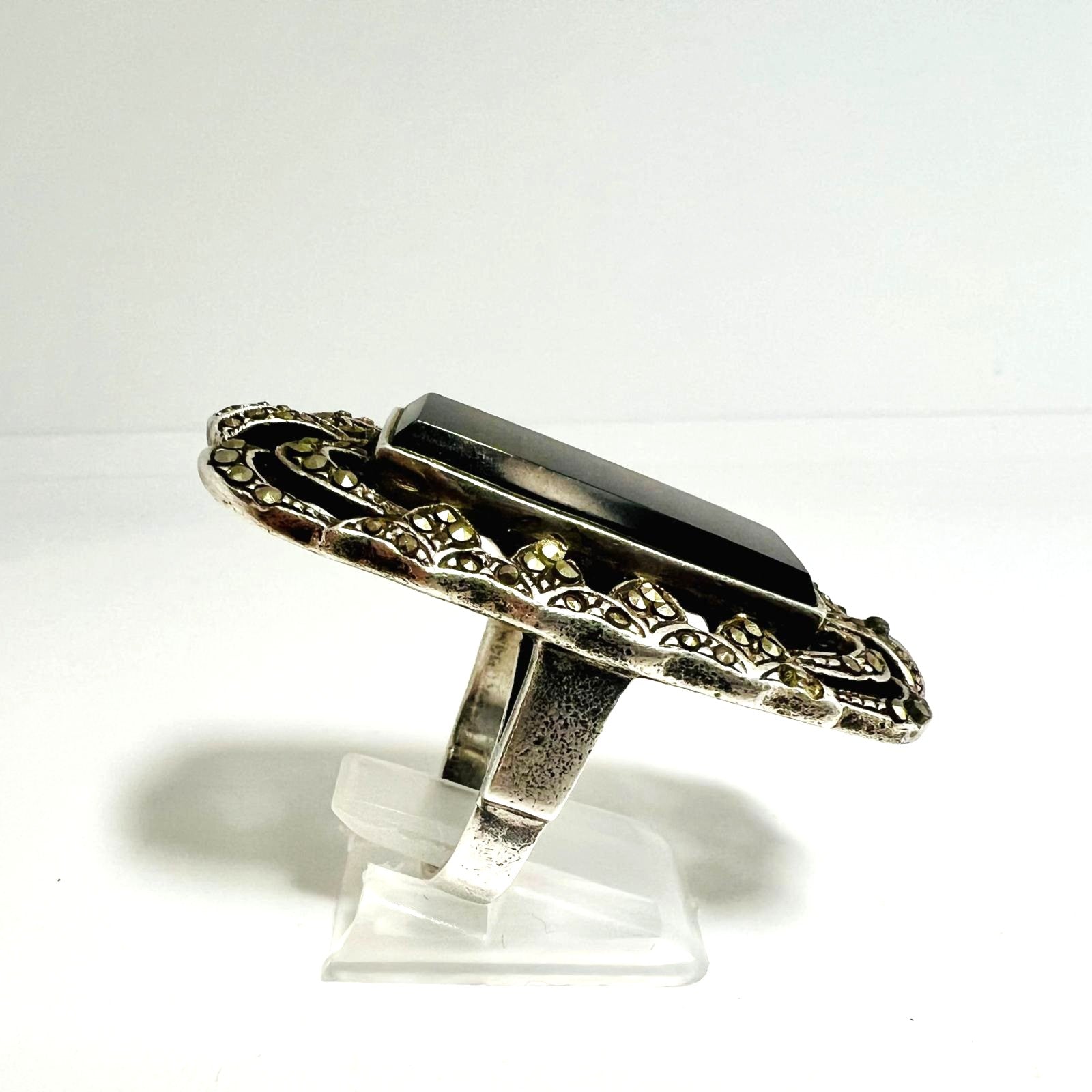 Ring mit Obsidian & Markasit 