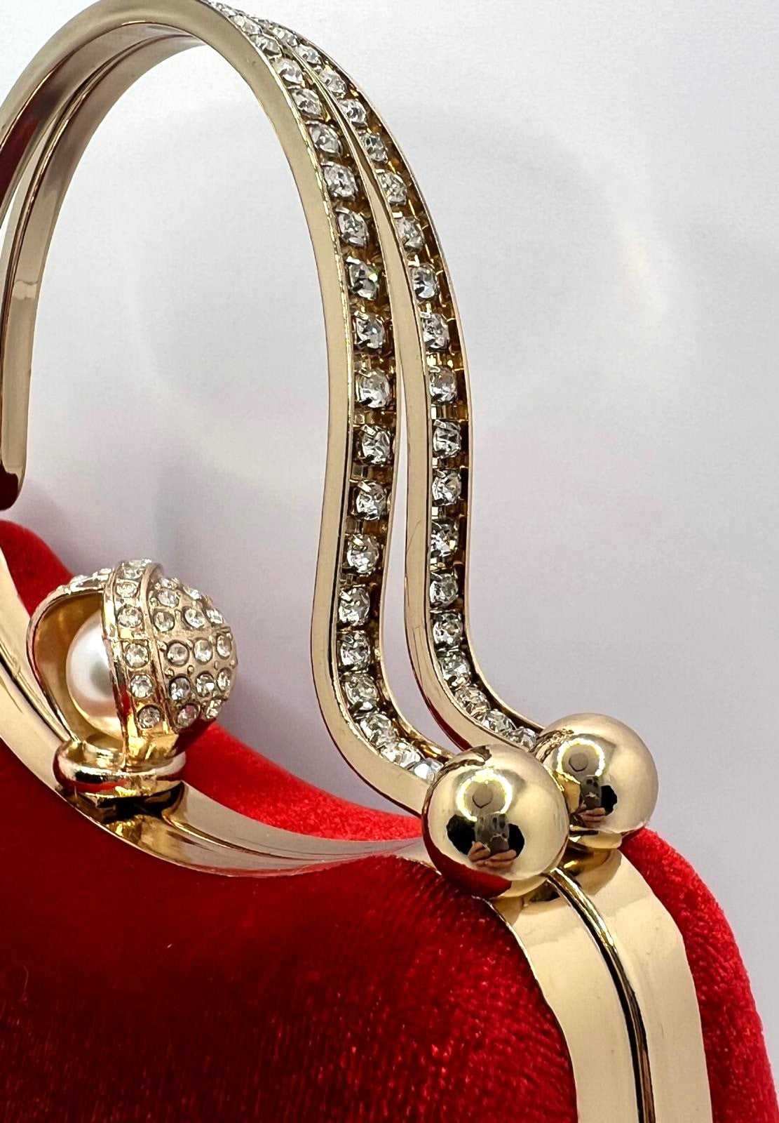  Samt Clutch Rot mit Strass