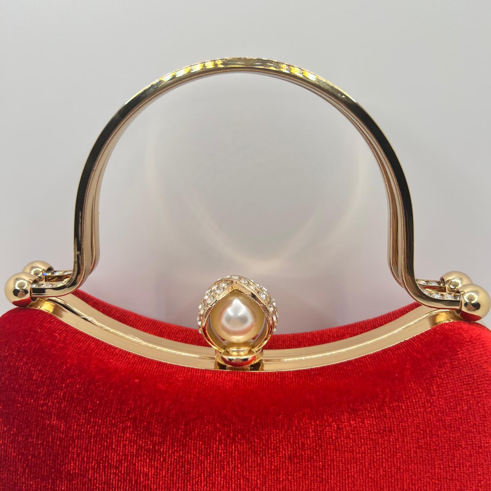  Samt Clutch Rot mit Strass