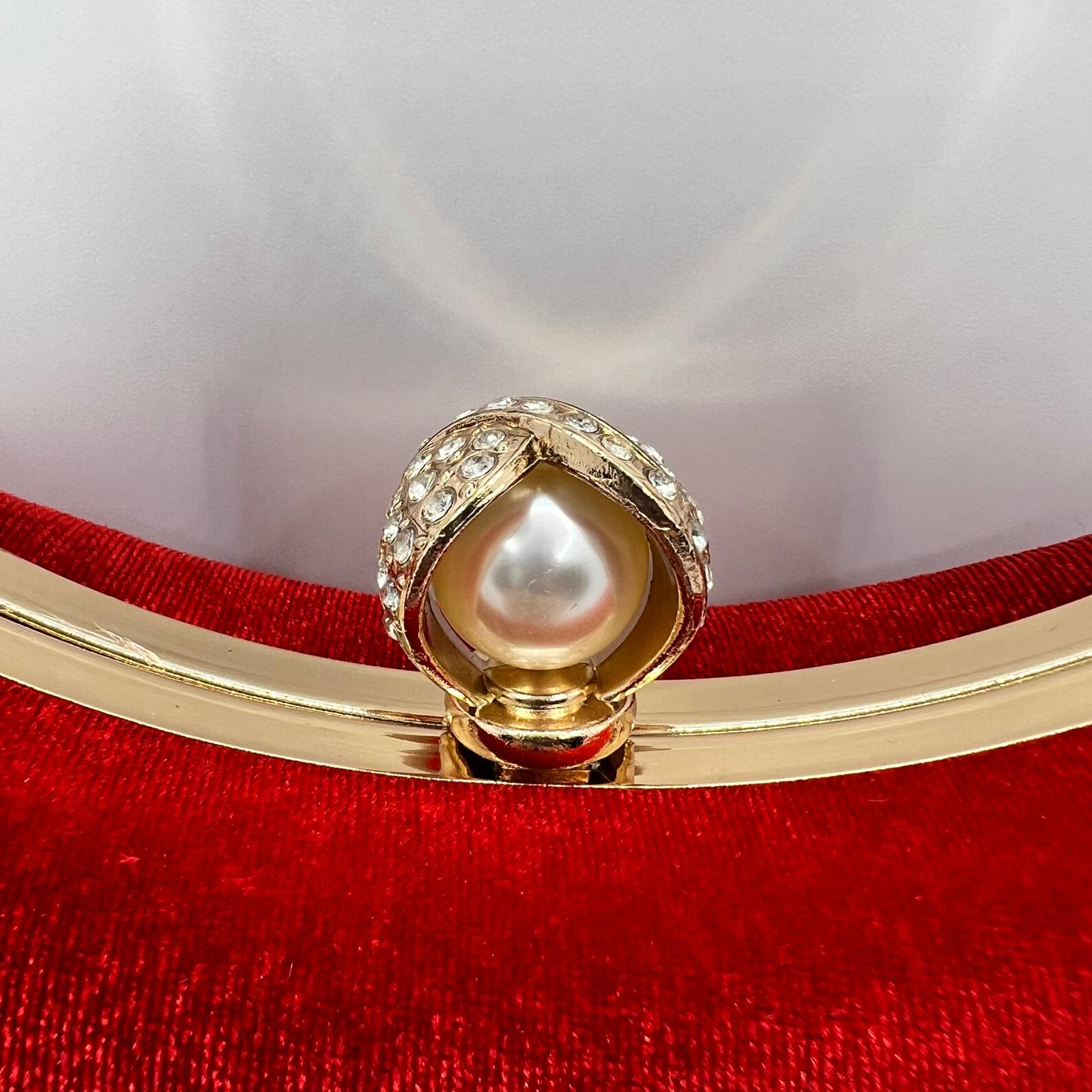  Samt Clutch Rot mit Strass