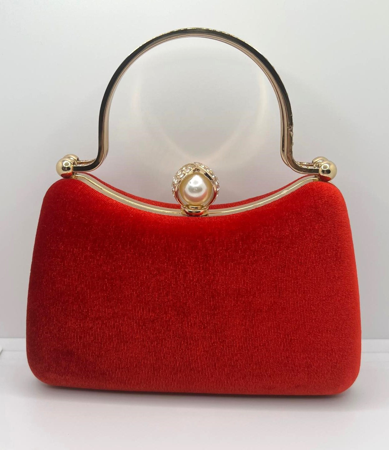  Samt Clutch Rot mit Strass