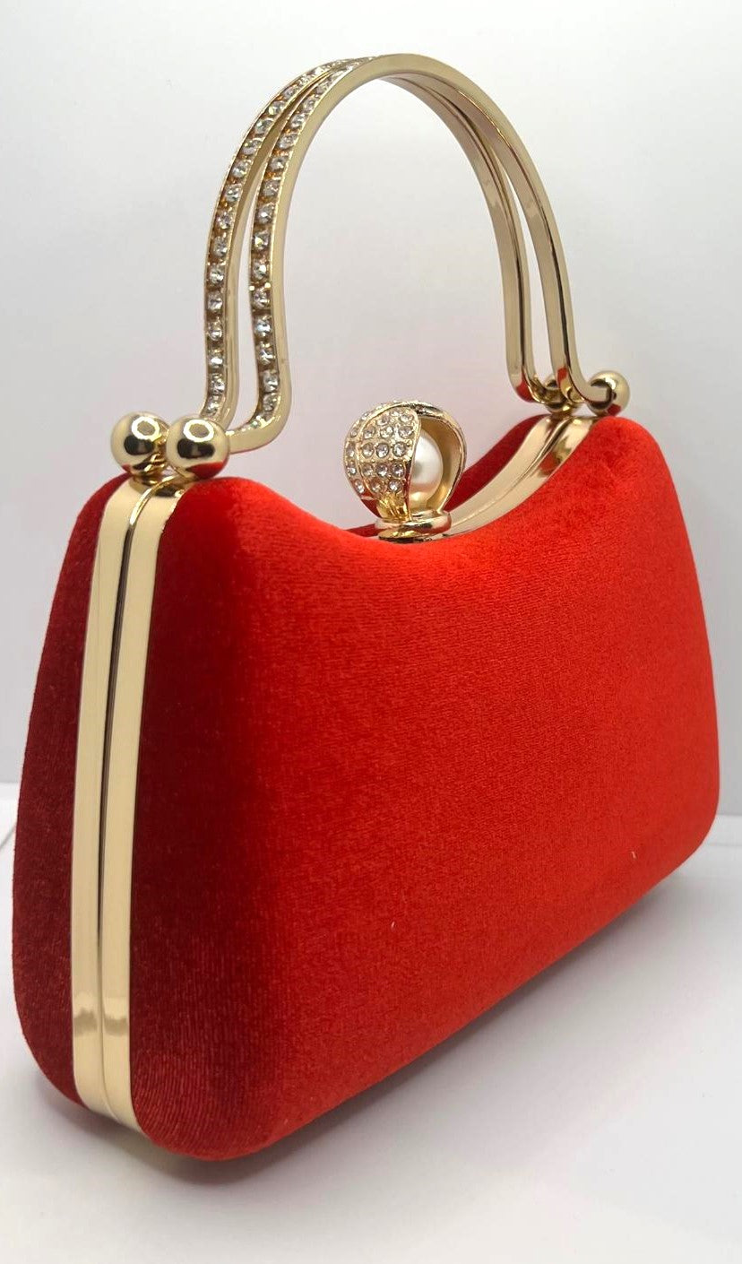  Samt Clutch Rot mit Strass