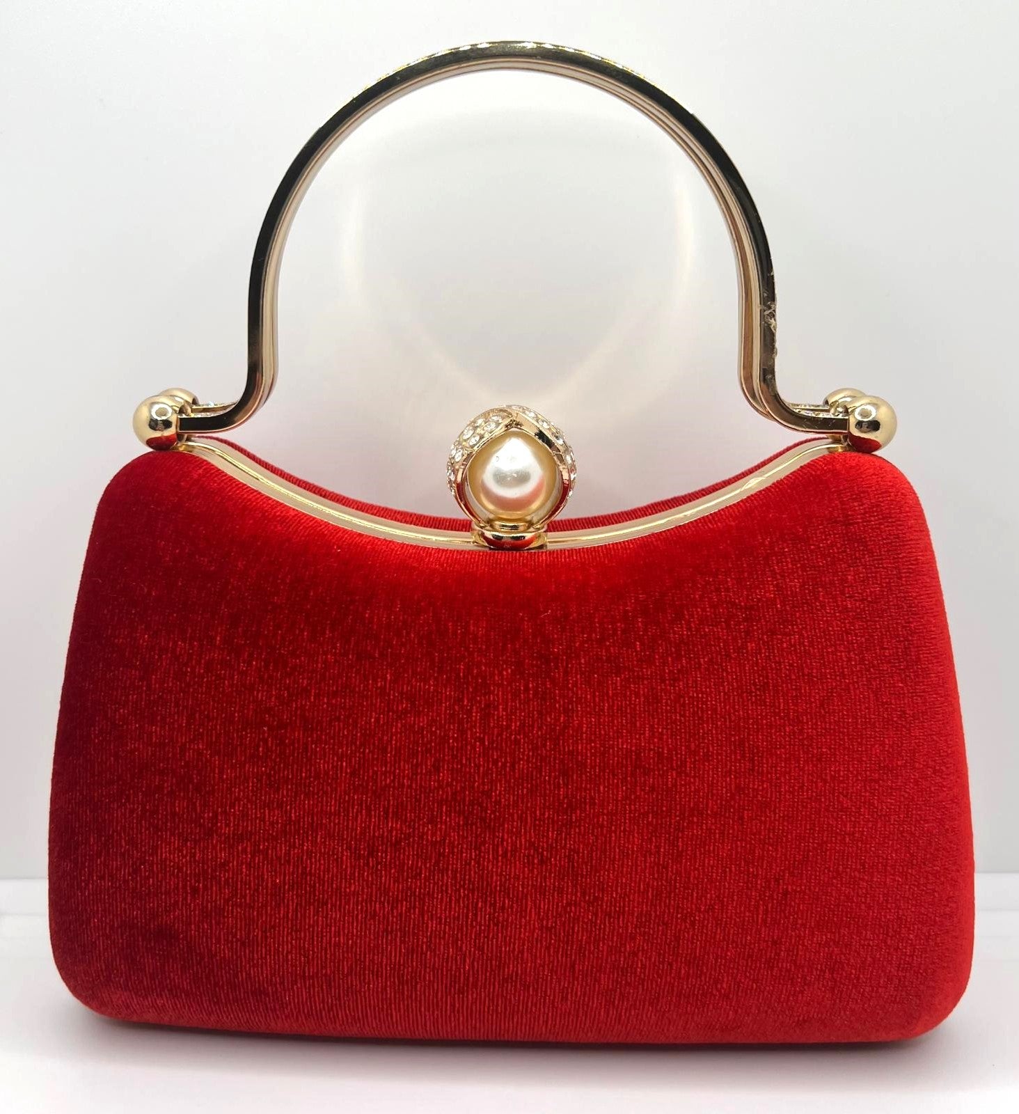  Samt Clutch Rot mit Strass