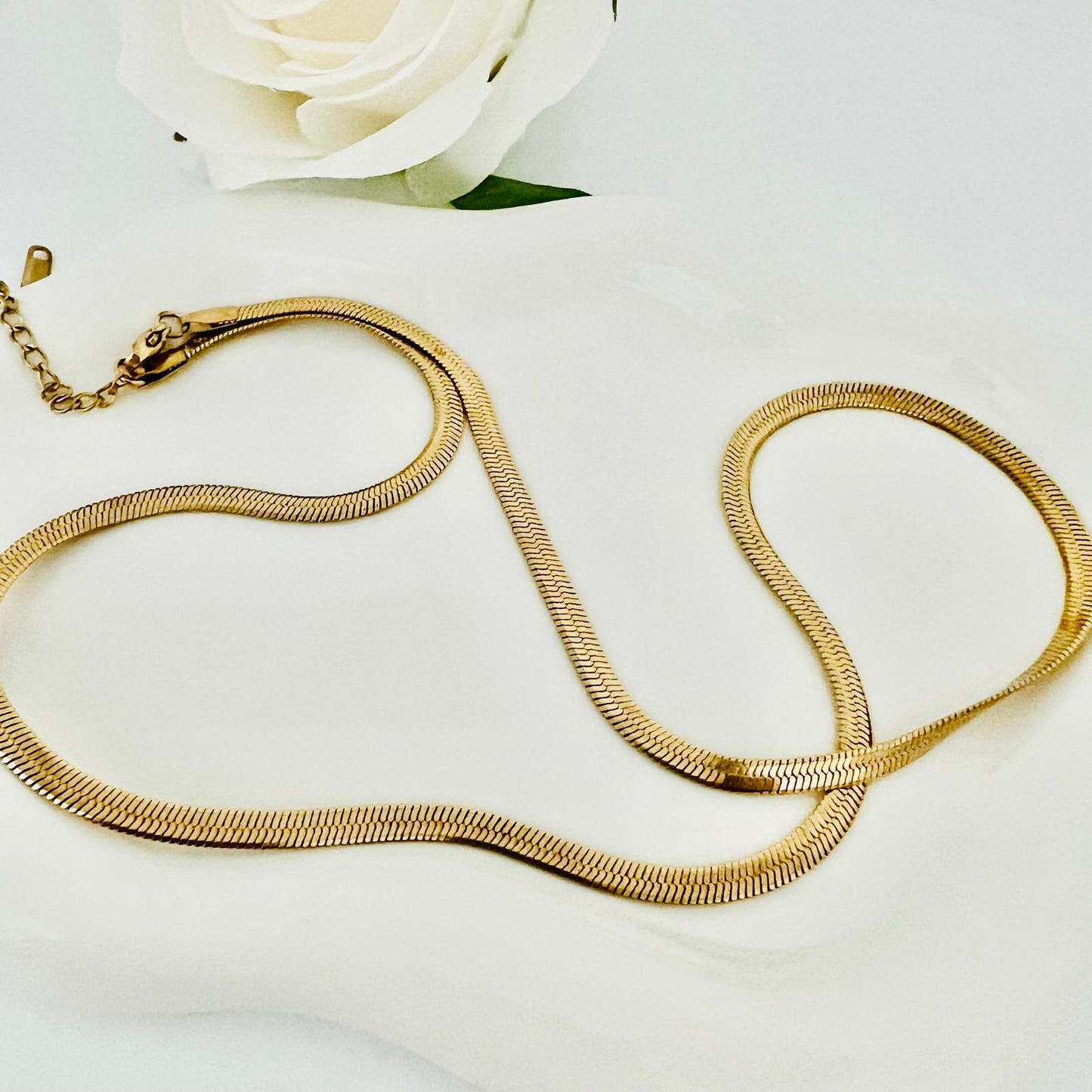 Snake link chain stainless steel gold