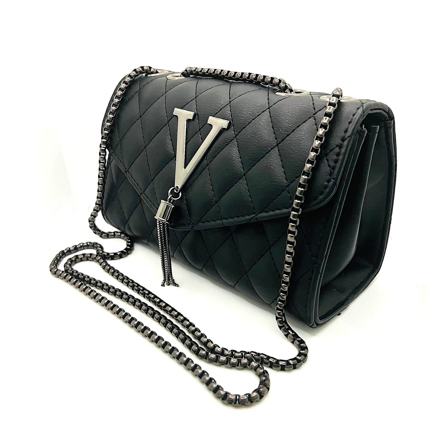 Schwarze -V-Tasche-