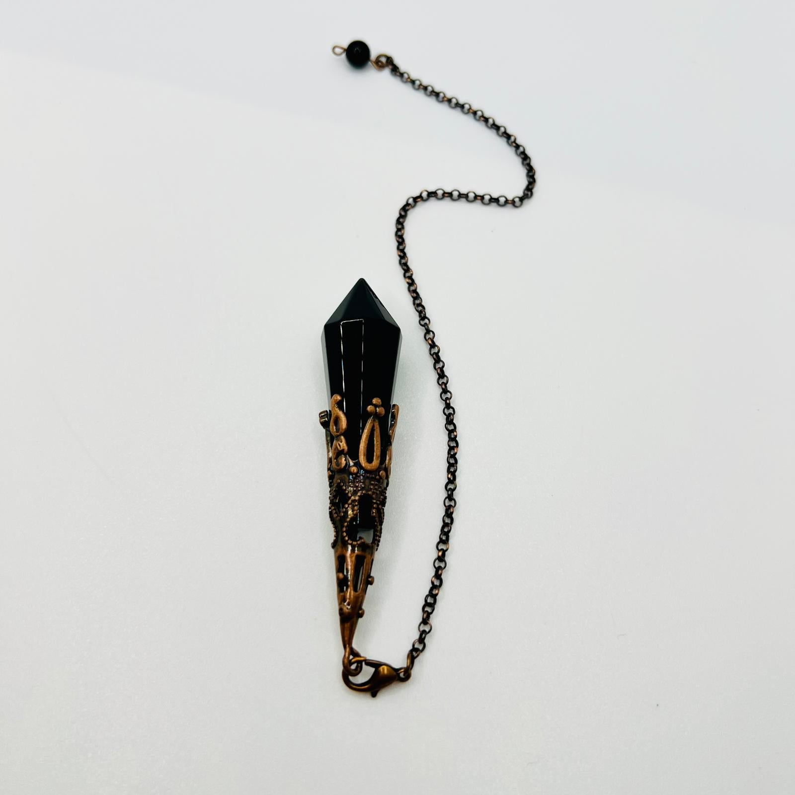 Obsidian Pendel mit Bronze-Fassung