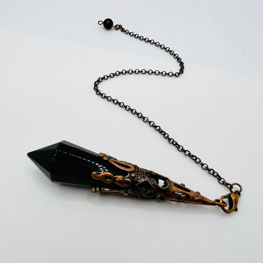 Obsidian Pendel mit Bronze-Fassung