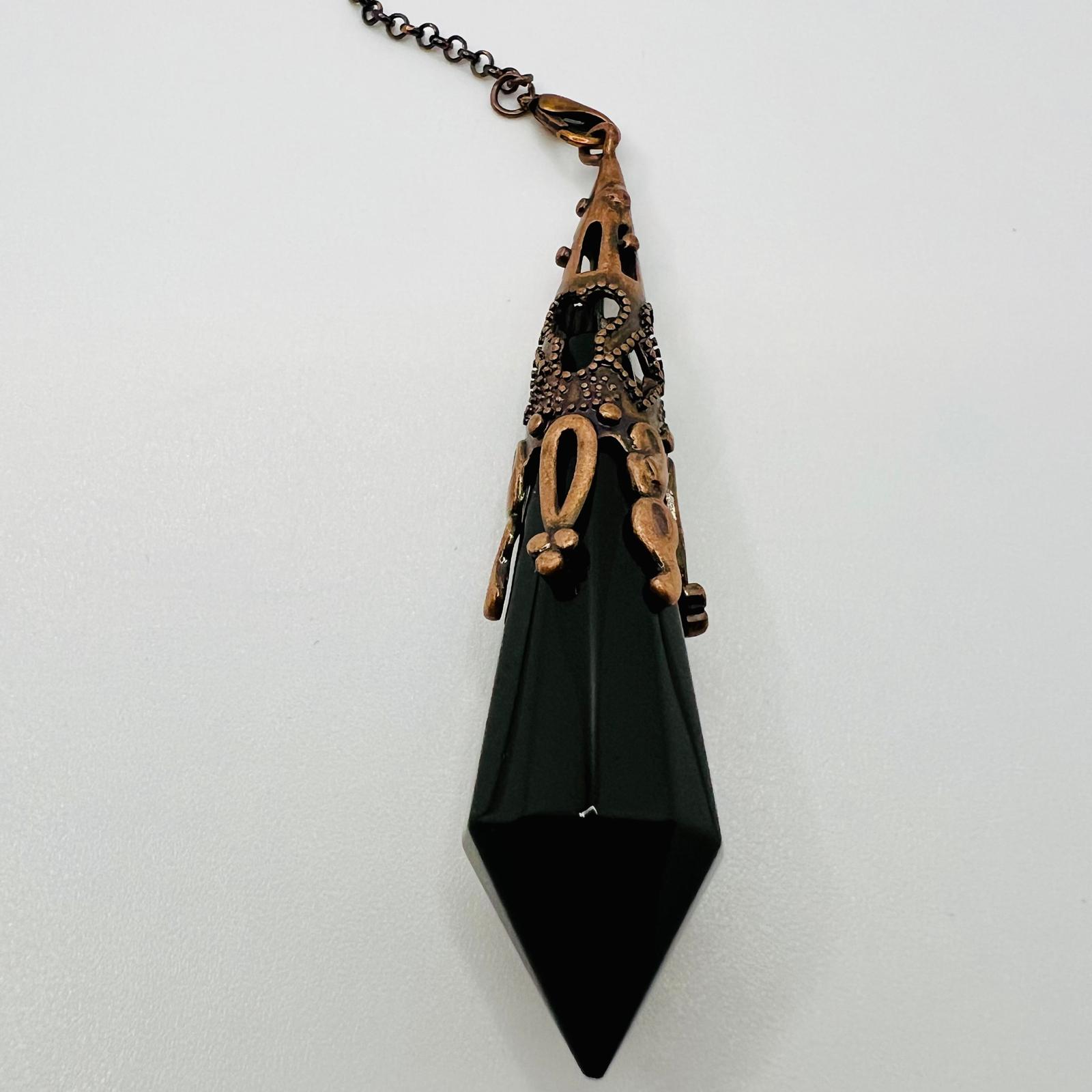 Obsidian Pendel mit Bronze-Fassung