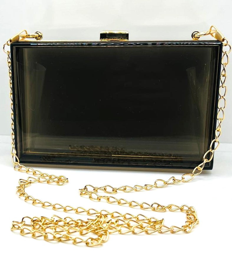Transparente schwarze Acryl-Clutch